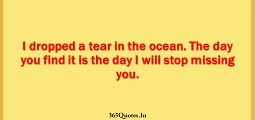 I dropped a tear in the ocean. The day you find it is the day I will stop missing you. 1