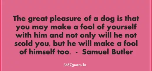 The great pleasure of a dog is that you may make a fool of yourself with him and not only will he not scold you but he will make a fool of himself too. Samuel Butler 1