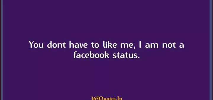 You dont have to like me I am not a facebook status. 1