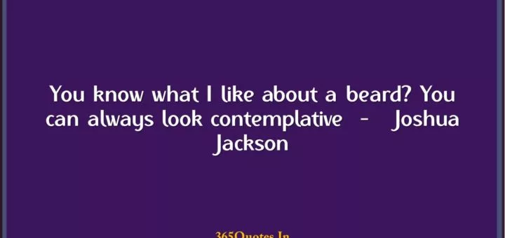You know what I like about a beard You can always look contemplative Joshua Jackson 1